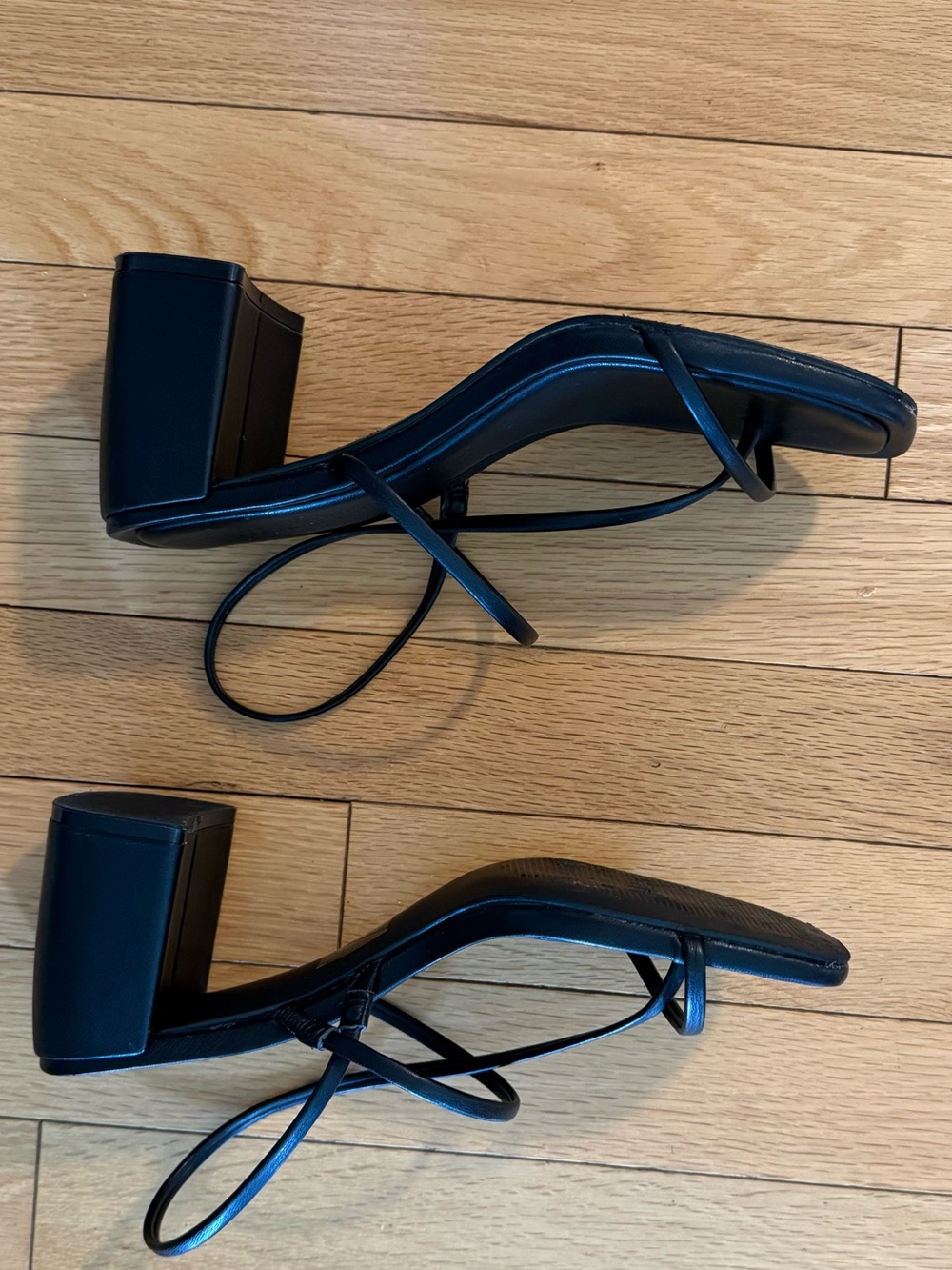 Strappy Black Block Heel Sandals - Picture 5 of 8
